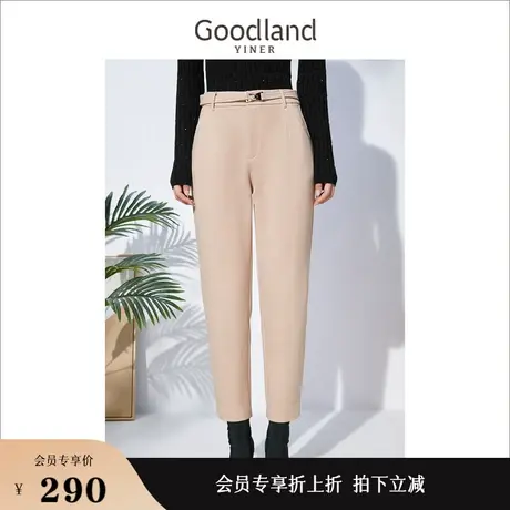 Goodland美地女装2023春季通勤细斜纹哈伦小脚铅笔休闲裤商品大图