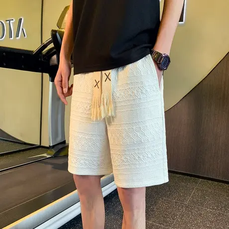 夏季男士短裤五分裤裤子宫廷花设计宽松直筒休闲潮流薄款运动卫裤商品大图