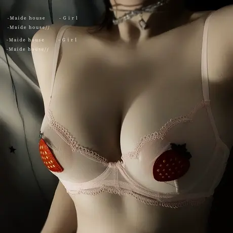 性感蕾丝内衣套装女法式大码纯欲超薄款透明文胸大胸显小网纱胸罩商品大图