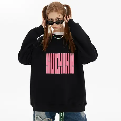 欧美潮流高街圆领卫衣男潮中性风潮牌ins加绒加厚宽松情侣装上衣商品大图