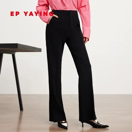 EP雅莹女装 cleanfit黑色垂感显瘦微喇裤子 春装商场同款6439A图片