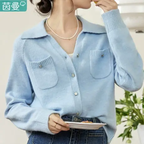 茵曼小香风针织衫薄开衫软糯毛衣外套2024新款女装上衣春季外穿商品大图