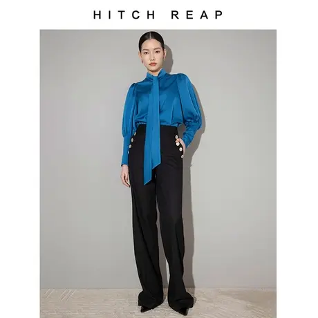 希区高端西装裤女职业秋冬季2023新款时尚阔腿裤宽松休闲直筒裤子图片