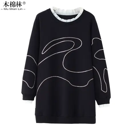 2023秋季大码女装新款圆领胖MM卫衣宽松显瘦气质时尚洋气长袖上衣商品大图