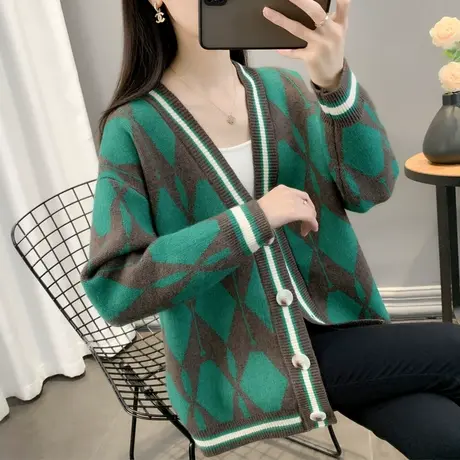 早秋针织开衫女士毛衣外套2023年新款爆款外套女宽松百搭洋气上衣商品大图