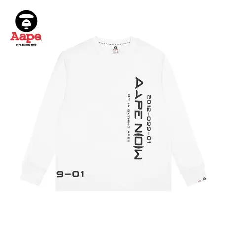 Aape旗舰店男装秋冬猿颜地球字母印花潮流长袖T恤0824XXH商品大图