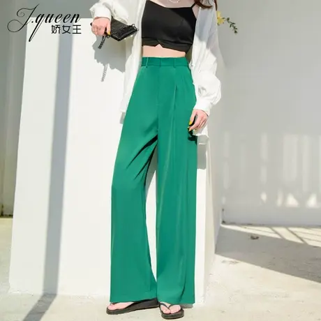 高腰阔腿裤女夏季韩版宽松垂坠感气质雪纺拖地裤显瘦休闲直筒裤子商品大图