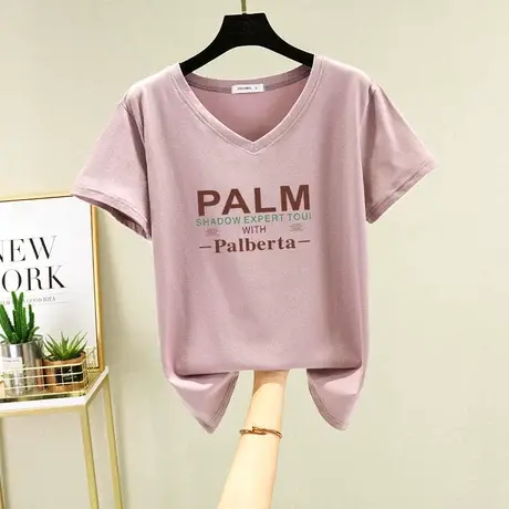 夏季短袖t恤女士宽松纯棉体恤休闲大码内搭半袖2022春装上衣新款图片