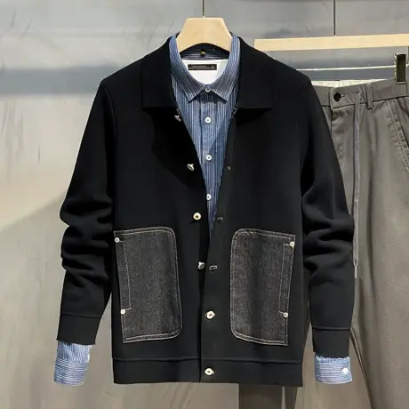 2023春秋新款毛衣外套男士夹克针织开衫韩版潮男装外穿上衣夹克冬商品大图