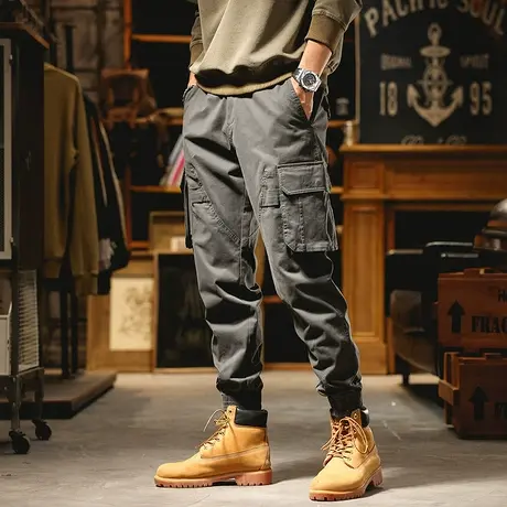 冬季工装裤男2022新款束脚收口哈伦裤ins超火潮牌休闲束脚裤子男商品大图