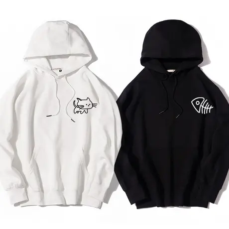 秀洛猫吃鱼情侣装秋季连帽套头超火情侣套装卫衣春秋款衣服外套男商品大图