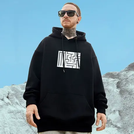 2023秋冬新款卫衣男潮ins连帽潮牌加肥加大潮流加绒外套大码男装图片