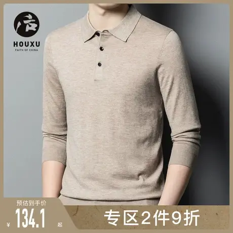 后序Polo翻领针织衫男纯色休闲简约百搭秋季时尚纯色套头打底衫图片