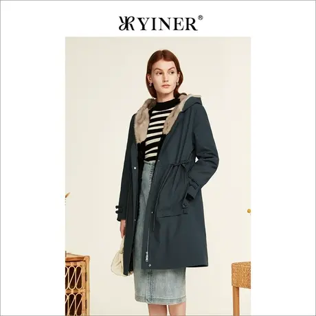 YINER音儿线上专选女装2022冬季连帽派克服高级感图片