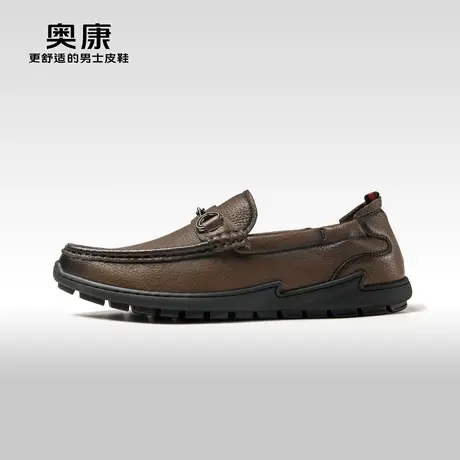 奥康男鞋2023春季新款时尚马衔扣乐福鞋真皮软面舒适套脚休闲皮鞋商品大图