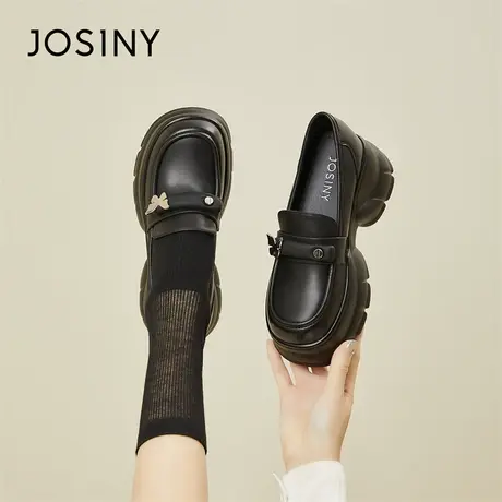 Josiny/卓诗尼英伦小皮鞋女款2024新款春季乐福鞋jk制服高跟单鞋商品大图