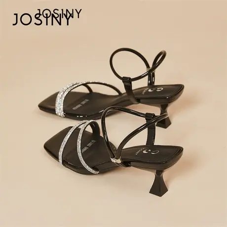 Josiny/卓诗尼2024新款春季高跟鞋女配裙子法式罗马凉鞋女踩屎感商品大图