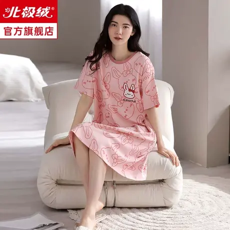 睡裙女夏季纯棉薄款2023年新款夏天全棉可外穿短袖大码家居服睡衣图片