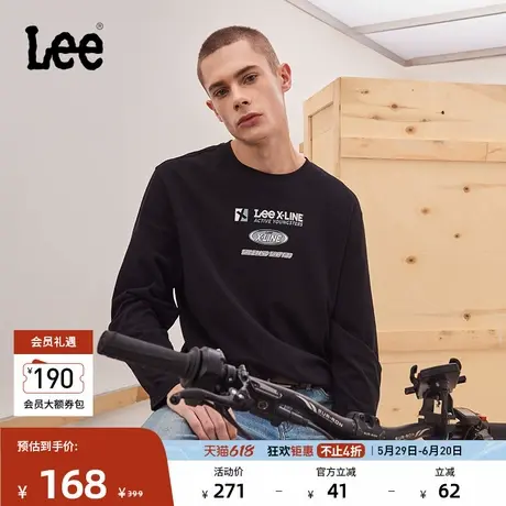 Lee舒适版运动设计图案磨绒黑色男长袖T恤休闲潮流LMT009033200商品大图