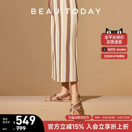 BeauToday罗马凉鞋女款夏季时尚休闲凉鞋女外穿法式复古沙滩凉鞋商品大图