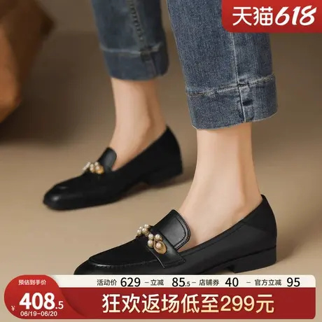 星期六一脚蹬女鞋软底工作鞋女黑色鞋子平底单鞋2025新款妈妈皮鞋图片