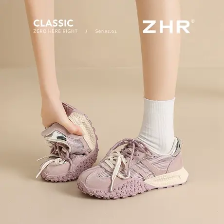 ZHR网面德训鞋女2025夏季新款增高透气阿甘鞋百搭软底休闲运动鞋商品大图