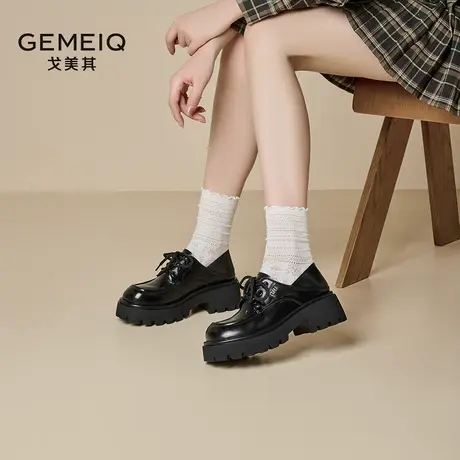 戈美其厚底增高乐福鞋女2025春季新款百搭女鞋英伦风爆款小皮鞋图片