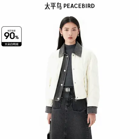 太平鸟女装年秋冬新款牛仔衬衫羽绒服A1ACE4144图片