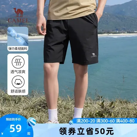 骆驼男装休闲短裤男女夏季2024新款潮流宽松运动情侣款薄款五分裤图片