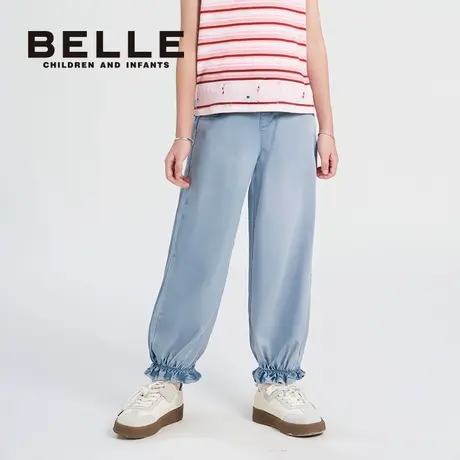 Belle Belle女童牛仔裤夏季童装中大童蓝色休闲裤儿童夏季裤子潮商品大图