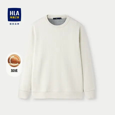 HLA/海澜之家保暖针织衫24秋冬新圆领加绒微弹稍厚宽松提花上衣男图片