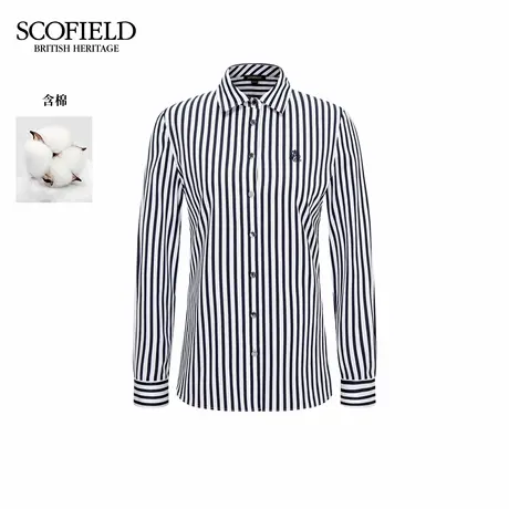 【含棉】Scofield女装都市通勤条纹衬衫正肩廓形2025秋季新品商品大图