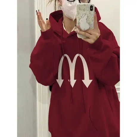 oversize连帽卫衣女2023年新款秋季百搭宽松薄款韩版长袖上衣外套图片