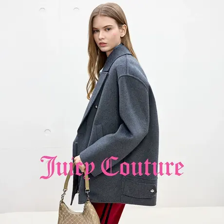 【含绵羊毛】Juicy Couture橘滋外套女25秋冬新款长款双面呢大衣商品大图