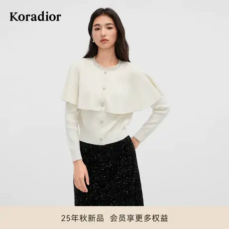 珂莱蒂尔25冬新款【星光针织】法式香风斗篷绵羊毛针织套头女毛衣商品大图