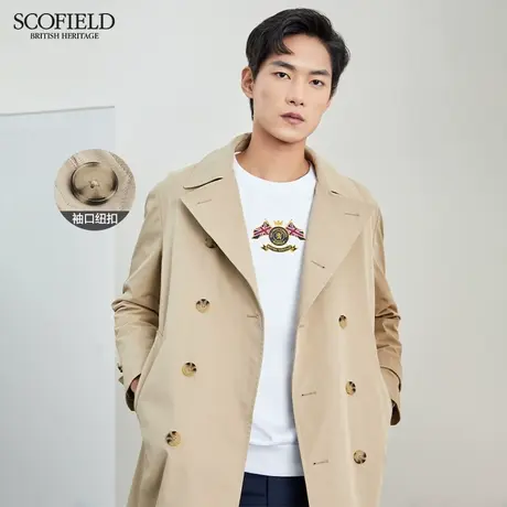 SCOFIELD春秋男士英伦风中长款双排扣休闲风衣外套商品大图