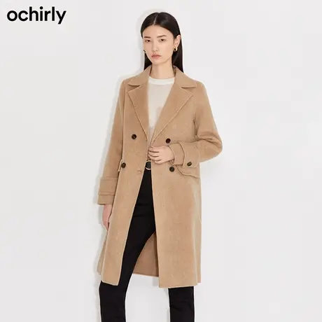 【首降】欧时力新款秋冬纯羊毛双面呢排扣大衣外套女1NW4343340图片