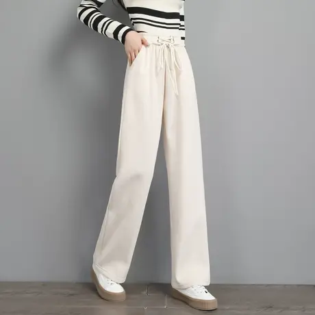 时尚气质休闲裤2023年秋季新款女士纯色高腰百搭收腰直筒长裤图片