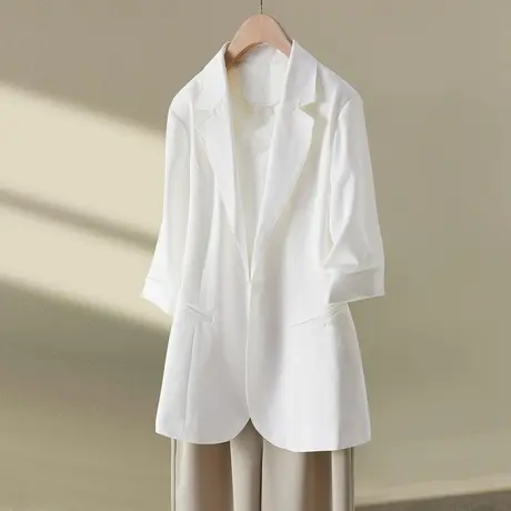 时尚气质减龄百搭中袖西装外套女士2023年夏季款设计感上班族上衣图片