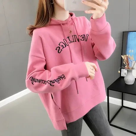 短款刺绣连帽卫衣女宽松韩版春秋薄款小个子上衣外套春装2022新款图片