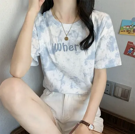 刺绣短袖t恤女2023夏季新款甜酷小众设计感大码宽松百搭上衣ins潮商品大图