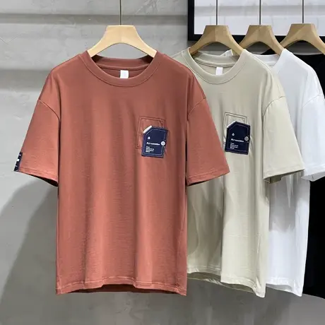 2023春夏新款短袖T恤男夏季潮牌美式纯棉男生半袖打底衫宽松上衣商品大图