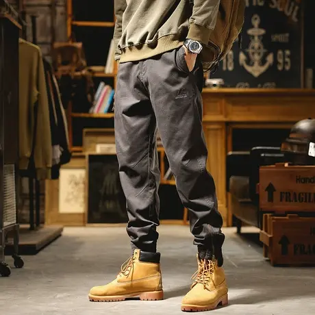 2022冬季新款时尚潮男工装休闲裤个性拼接设计感十足潮流百搭束脚商品大图