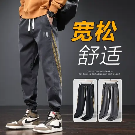 春季工装束脚春秋款男款条纹休闲男裤子冬季2024新款秋冬款青少年商品大图