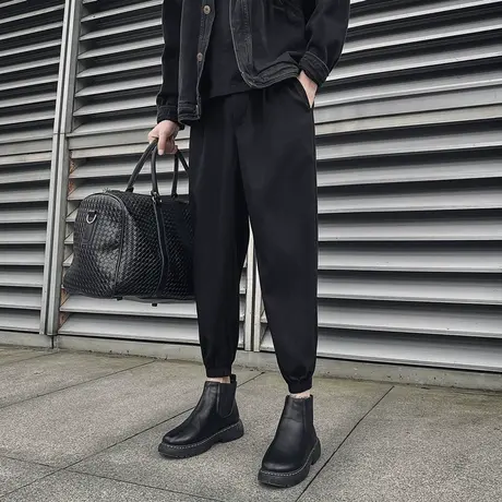 工装裤配马丁靴的男士休闲裤西裤束脚裤哈伦裤痞帅秋冬季男裤子潮商品大图