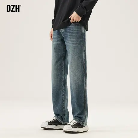 男士直筒牛仔裤2023新款男美式高街休闲裤男款显瘦裤子秋季直筒裤商品大图