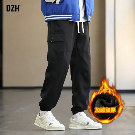 男士加绒工装裤男款秋冬束脚冬季潮牌休闲裤百搭裤子男裤长裤加厚商品大图