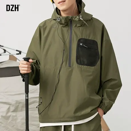 男士户外冲锋衣男秋季潮牌工装夹克男款2024新款休闲运动连帽外套商品大图