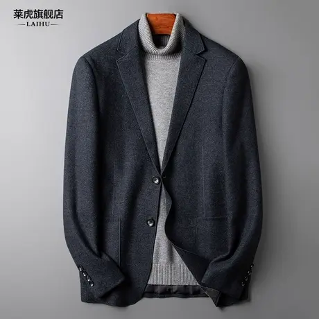 秋冬季羊毛呢子休闲西装外套男士修身韩版帅气小西服男单件上衣潮商品大图