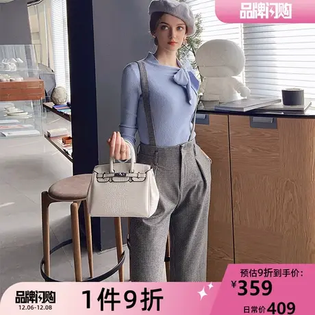 粉红大布娃娃气质加厚阔腿背带裤2021新款修身垂感直筒裤秋冬女图片